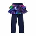 thumbnail image 1 of Trendy Girl's Leggings with Skirt Cotton Kids Clothing Ruffle Tutu Pants Workout Casual Slimming Fall Outfits, Purple, 4 Years, 1 of 3