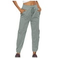 thumbnail image 1 of Trendy Girls Capris Todays Stylish Olyvenn Loose Relaxed Comfy Fashion Womens Casual Color Elastic Loose Pants Straight Wide Leg Trousers With Pocket Gray 8, 1 of 6