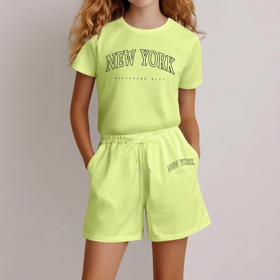 Trendy Girls Casual Outfit Set with Letter Print for Everyday Wear and Outdoor