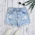 thumbnail image 1 of Trendy Girls Denim Shorts Distressed Design Casual Summer Style for Teen Girls Comfortable Elastic Waist for Everyday Wear, 1 of 3