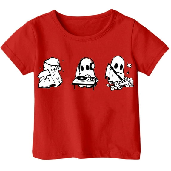Trendy Girls Halloween Themed Short Sleeve T-Shirts Casual Everyday Tops for Ages 1-13