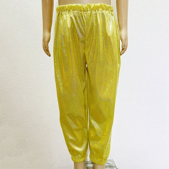 Trendy Girls Harem Dance Pants Sparkly Metallic Loose Fit for Hop Modern Street Style