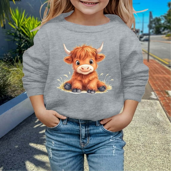 Trendy Girls Hoodies Casual Sweatshirts for Autumn Winter with Adorable Cow Print Long Sleeve Design