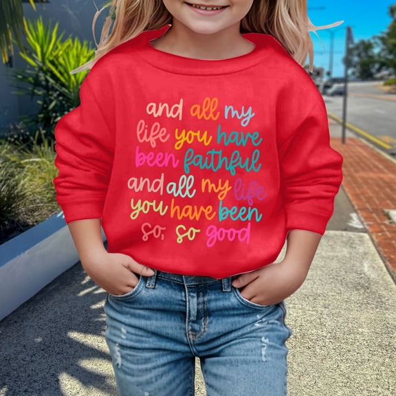 Trendy Girls Hoodies Soft Sweatshirts Graphic Pullover Long Sleeve Cute Round Neck Apparel for Active Kids