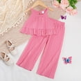 thumbnail image 1 of Trendy Girls Outfits Set for Summer Stylish Toddler Clothing with Ruffled Tops and Wide Leg Pants Fashion Ensemble for Kids, 1 of 3
