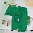 thumbnail image 1 of Trendy Girls Outfits Set for Summer Stylish Toddler Clothing with Ruffled Tops and Wide Leg Pants Fashion Ensemble for Kids, 1 of 3