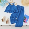 thumbnail image 1 of Trendy Girls Outfits Set for Summer Stylish Toddler Clothing with Ruffled Tops and Wide Leg Pants Fashion Ensemble for Kids, 1 of 3