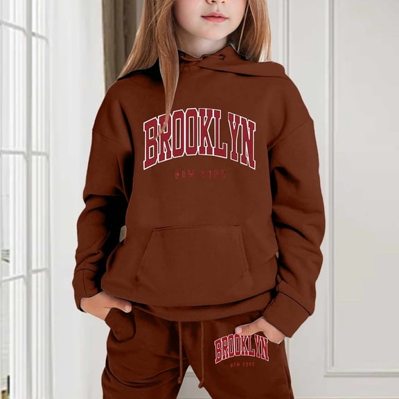 Trendy Girls Outfits and Sets for Kids - Long Sleeve Hoodie and Pants Combo - Stylish Sweat Suit for Casual Wear and