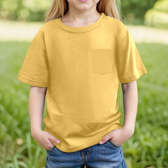 Trendy Girls Pocket T-Shirt Comfortable Everyday Wear for Casual Outings School Activities and Summer