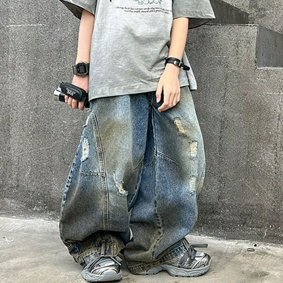 Trendy Girls Ripped Wide Leg Jeans Fashionable Denim Pants for Kids with Convenient Pockets Casual Wear for Every Occasion