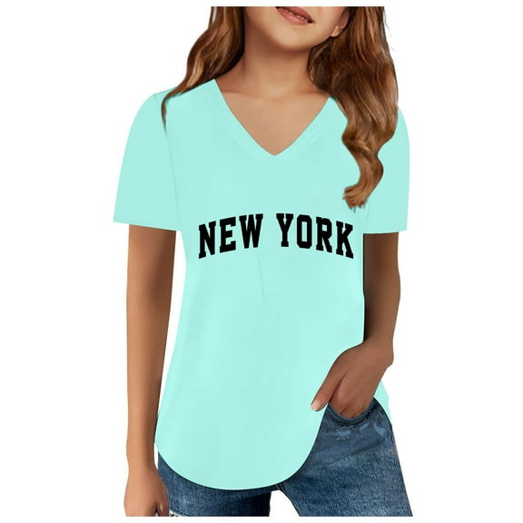 Trendy Girls Short Sleeve T Shirt Cute Print Tees For Teen Kids Comfortable Casual Top Fans Stylish Design