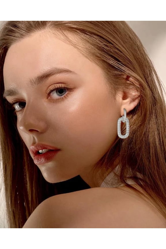 Trendy Gold Paperclip Dangle Op Earrings Dainty Gold Convertible Link Chain H Ie Statement Formal Earrings For Women Party[Z890]