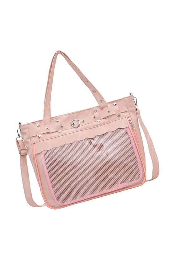 Trendy Goth Girl Transparent Handbag PU Shoulder Bag For Parties And Streetwear
