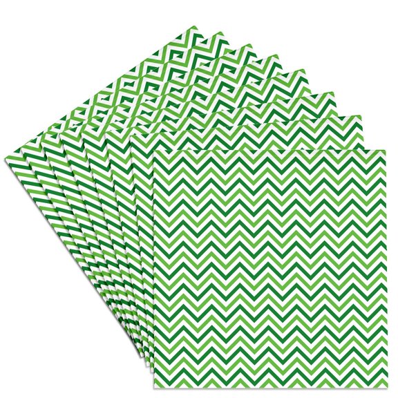 3drose, Trendy Green and White Chevron Stripes Pattern, Set of 8 Ceramic Tile Coasters