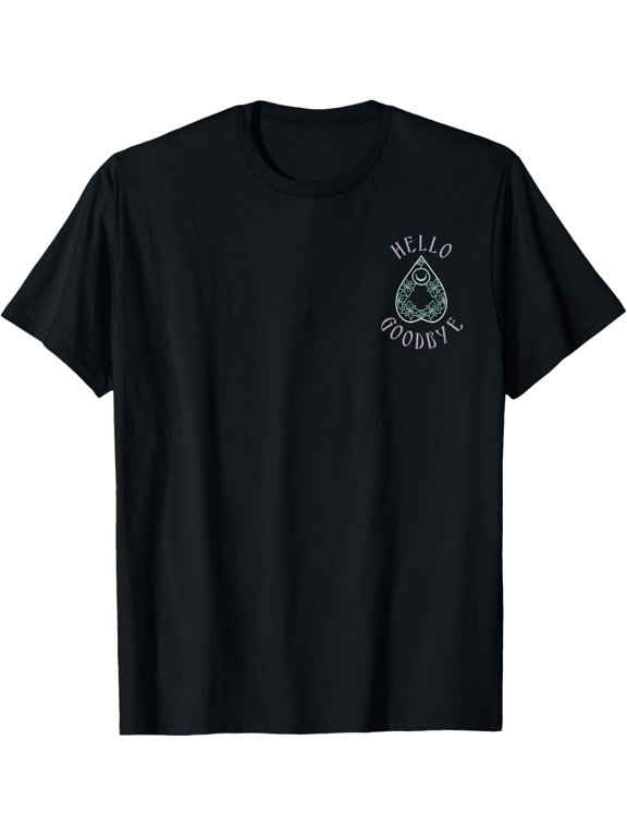 Trendy Hello Goodbye Butterfly Game Piece Front & Back T-Shirt men and women can wear, black, white, gifts