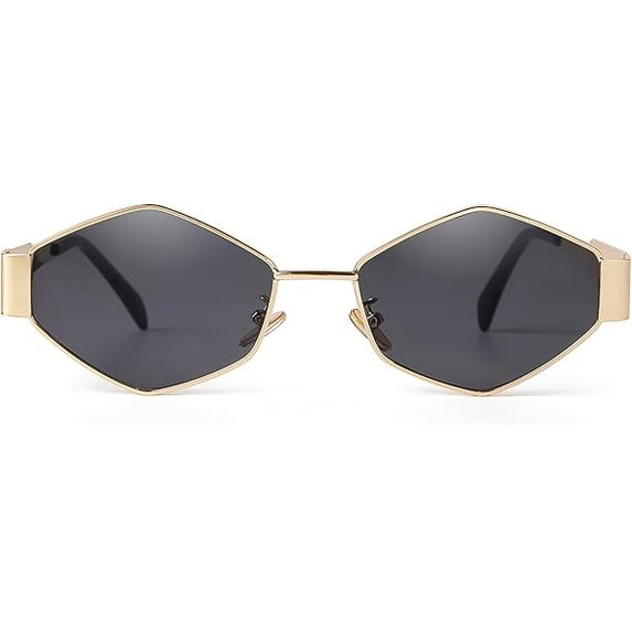 Trendy Hexagon Sunglasses for Women Retro Gold Metal Geometric Frame Sun Glasses Shades