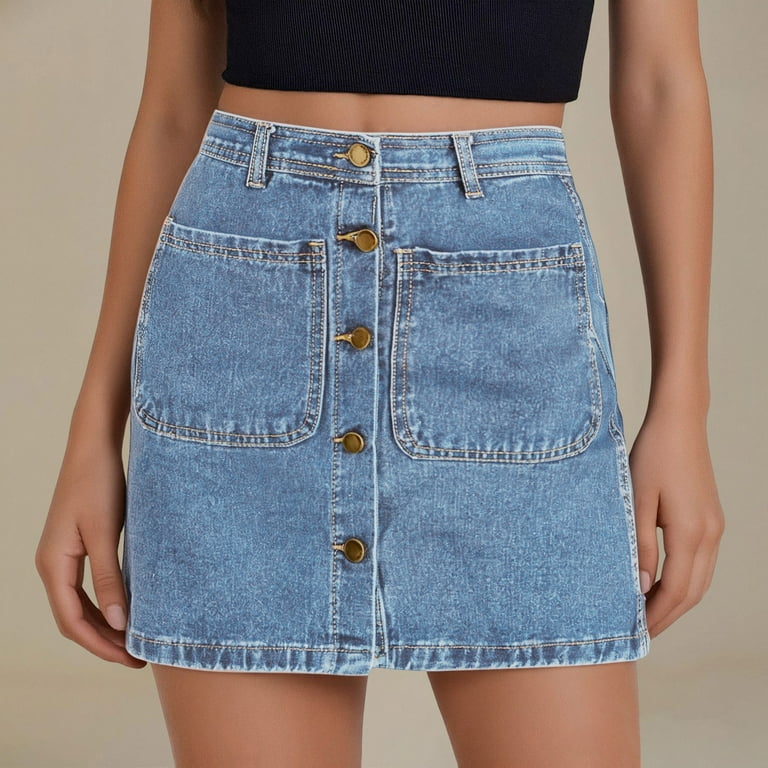 Trendy High Waisted Denim Skirts for Women Stretchy Mini Pencil