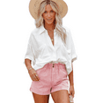 thumbnail image 1 of Trendy High Waisted Frilled Denim Shorts - Feminine and Fashionable, 1 of 7