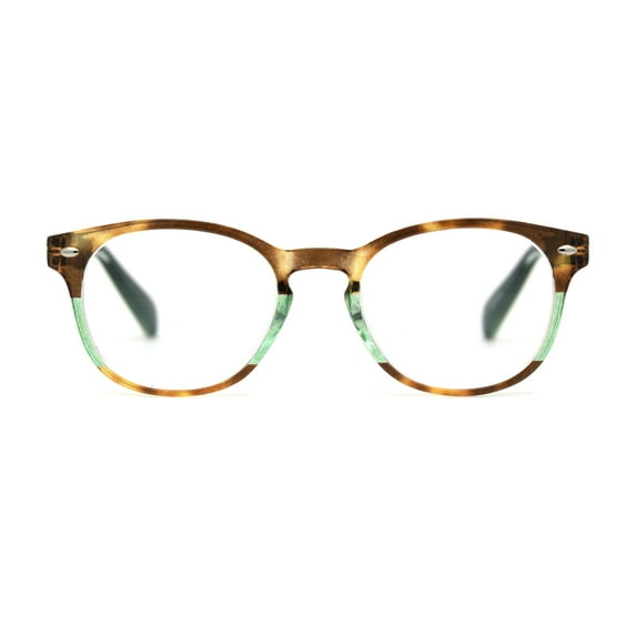 Trendy Hipster Keyhole Horn Rim Colorful Reading Glasses Green +4.0