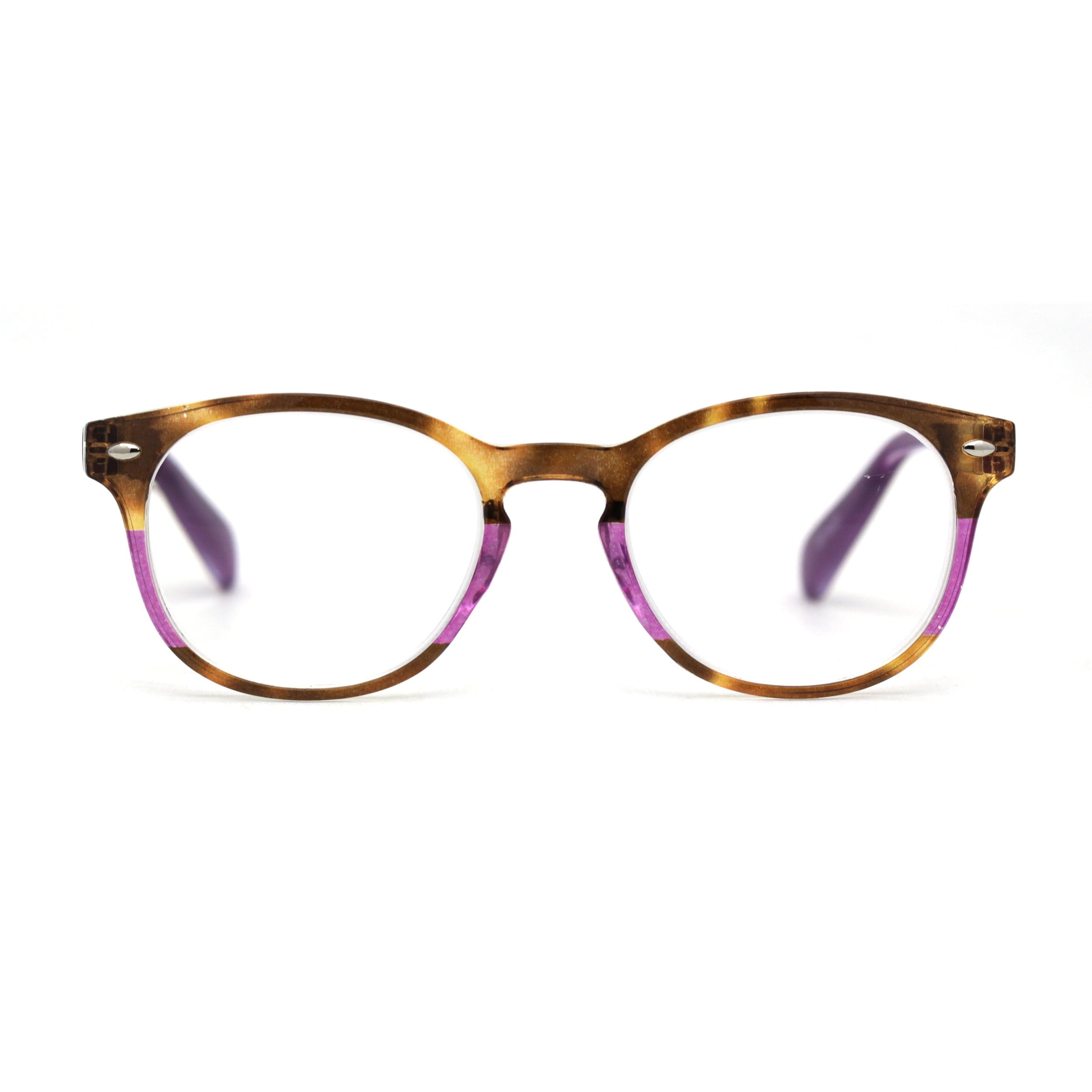 Trendy Hipster Keyhole Horn Rim Colorful Reading Glasses Purple +2.25