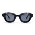thumbnail image 1 of Trendy Hipster Small Rectangular Dimensional Thick Frame Horn Rim Sunglasses All Black, 1 of 4
