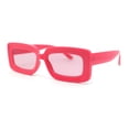 thumbnail image 1 of Trendy Hipster Thick Plastic Narrow Rectangle Minimal Fashion Sunglasses Hot Pink - Pink, 1 of 4