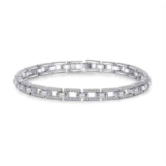 Trendy Hollow 925 Sterling Silver Moissanite Bracelet for Women, Gift for Family, Holiday Birthday Gift For Boyfriends/ Girlfriends