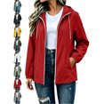 thumbnail image 1 of Trendy Hooded Rain Jacket for Women Full Zip Waterproof Windproof Casual Long Sleeve Outdoor Winter Jacket, 1 of 9