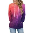 thumbnail image 1 of Trendy Hoodies Women Hearts Striped Print Sweatshirt with Pocket Loose Long Sleeve Drawstring Cute Pullover Tops (XL, Purple 01), 1 of 6