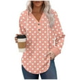 thumbnail image 1 of Trendy Hoodies Women Loose Casual Button V Neck Drawstring Hooded Sweatshirt Polka Dots Print Pullover Tunic Tops (L, Orange|Dots), 1 of 5