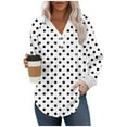 thumbnail image 1 of Trendy Hoodies Women Loose Casual Button V Neck Drawstring Hooded Sweatshirt Polka Dots Print Pullover Tunic Tops (L, White|Dots), 1 of 5