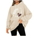 thumbnail image 1 of Trendy Hoodies for Womens Long Sleeve Drawstring Hooded Sweatshirts Cute Heart Football Hoodie Fleece Pullover Sweatshirt Juniors Girls Fashion Game Day Hoody Shirts Outfits with Pocket Plus Size, 1 of 5
