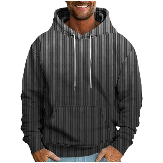 Trendy Hoodies for Men Gradient Color Drawstring Hooded Pullover Sweatshirts with Pocket Long Sleeve Casual Tops (3XL, Black 02)
