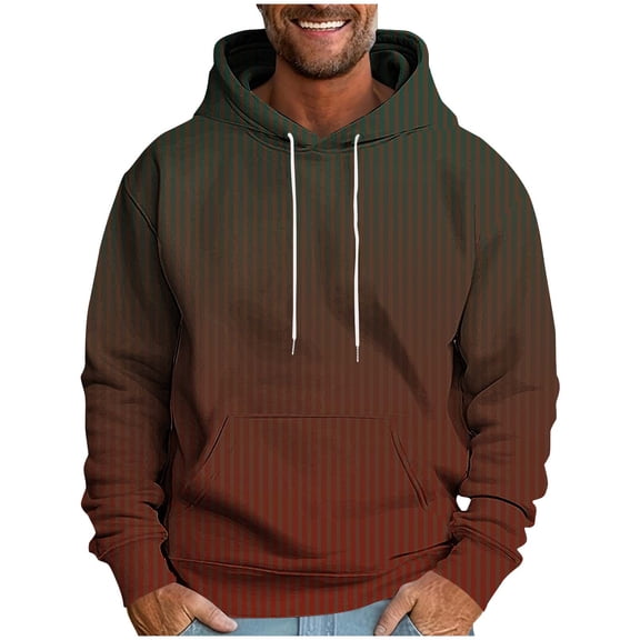 Trendy Hoodies for Men Gradient Color Drawstring Hooded Pullover Sweatshirts with Pocket Long Sleeve Casual Tops (M, Army Green 02)