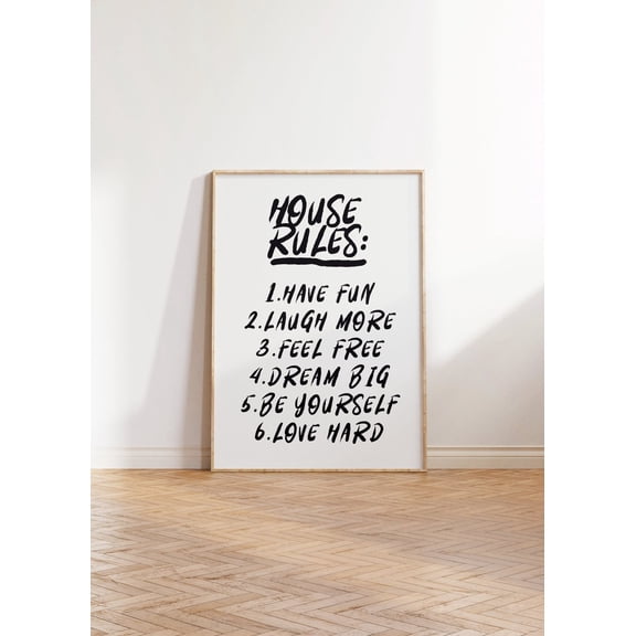 Trendy House Rules Poster, Black Rules, Rules Art Poster, Retro Poster Wall Art, Bar Cart Art, Typography Poster, Positive Vibes Poster, Size 8x12 UNFFRAMED F03.1.7l2860