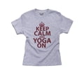 thumbnail image 1 of Trendy Iconic Keep Calm And Yoga On Graphic Girl's Cotton Youth Grey T-Shirt, 1 of 2