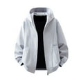 thumbnail image 1 of Trendy Jackets for Men Loose Fit Casual Full Zip Windbreaker Coat Solid Color Mens Hoodies and Sweatshirts (XL, Gray), 1 of 4