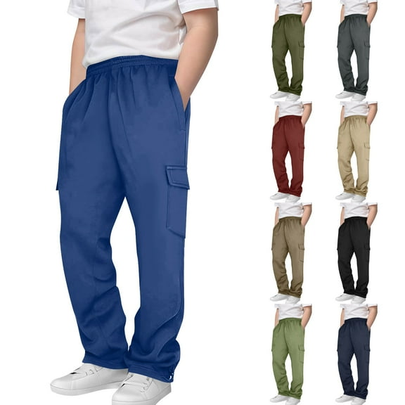 Trendy Jogger Sweatpants, Boys And Childrens Casual Sports Sweatpants Trendy Drawstring Jogger Pants Sweatpants Lightweight for 3-13Years, Size 3-14 Years
