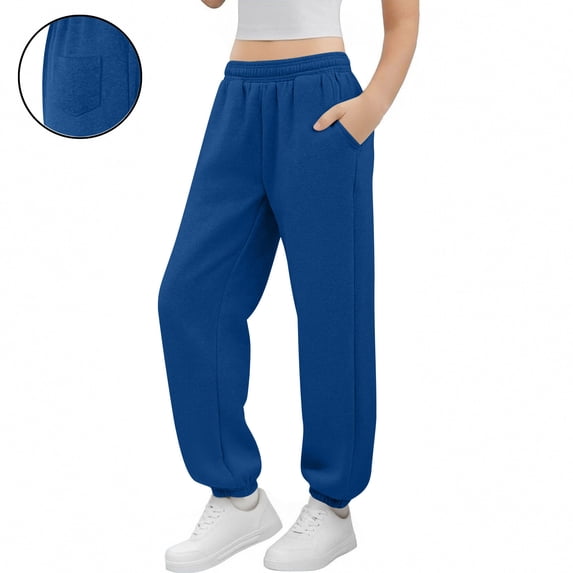 Trendy Jogger Sweatpants, Fashionable Casual Solid Color Tapered Sweatpants for Middle And Large Boys And Girls, Size 5-15 Years