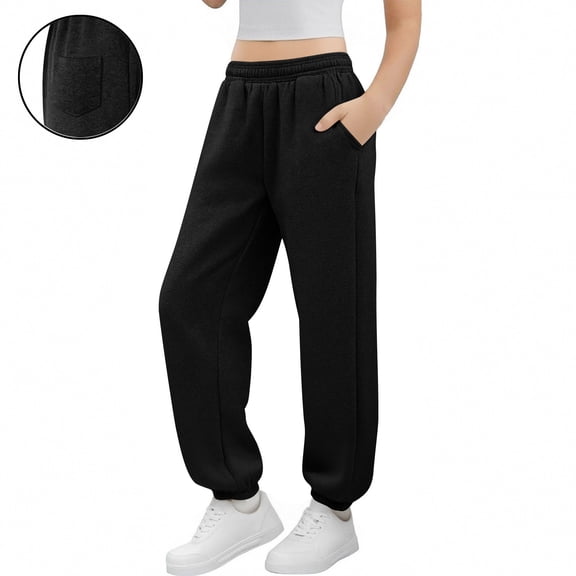 Trendy Jogger Sweatpants, Fashionable Casual Solid Color Tapered Sweatpants for Middle And Large Boys And Girls, Size 5-15 Years