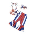 thumbnail image 1 of Trendy Jumpsuit for Kids Toddler Girls Sleeveless Floral Printed T Shirt Vest Tops Striped Bell Bottoms Pants, 1 of 6