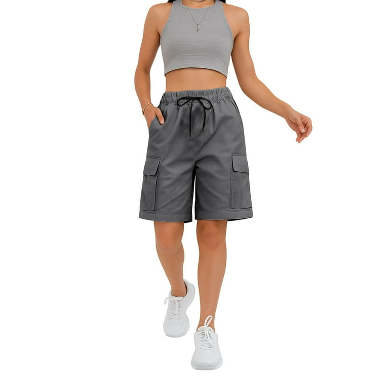 Bermuda Shorts Inch Inseam Shorts Womens Navy White Drawstring