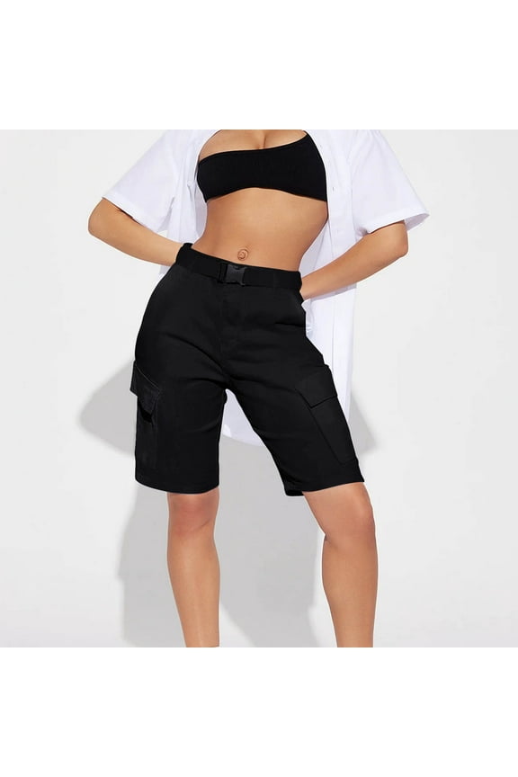 Trendy Knee Length Pants for Women Cargo Denim Pants High Waisted Relaxed Fit Jeans Outdoor Straight Leg Pants Outlet Overstock Clearance