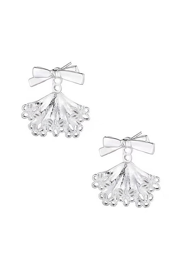 Trendy Lace Trimmed Skirt Bowknot Earrings for Students Lightweight Comfortable Ear Accessory for Dance Enthusiasts