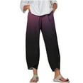 thumbnail image 1 of Trendy Ladies Long Pants Spring Fashion Olyvenn Loose Relaxed Daily Women's Casual Pocket Slim High Elastic Waist Print Sports Cotton And Linen Pants Purple 8, 1 of 1