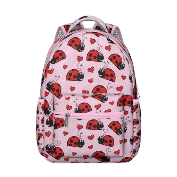 Trendy Ladybug Print Backpack - Water-Resistant School & Work Bag for Women & Teens, Large Capacity Laptop Backpack with Multiple Pockets