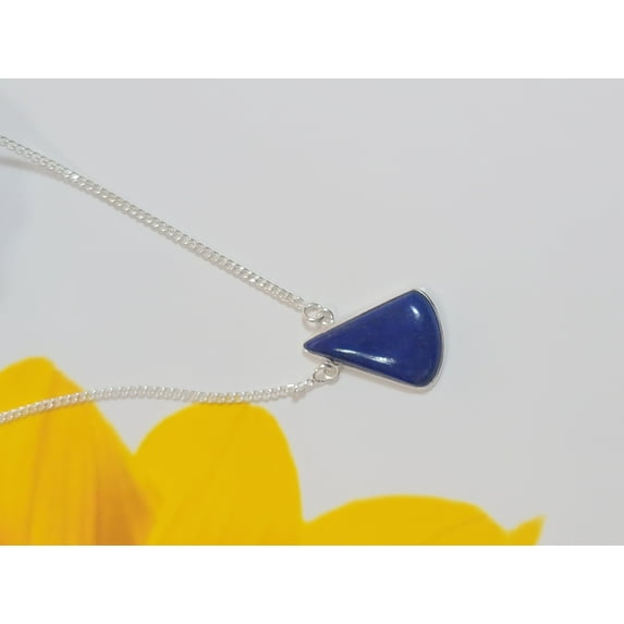 Trendy Lapis Lazuli Necklace, Solid Sterling Silver, Bezel Necklace, Lapis Lazuli Jewelry, Blue Lapis Necklace, Handmade Gift For Her, Mom