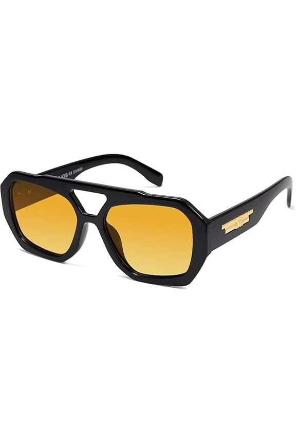 Trendy Large Aviator Sunglasses for Womens Mens Polarized,Hexagonal Square Double Bridge Designer Inspired SJ2288