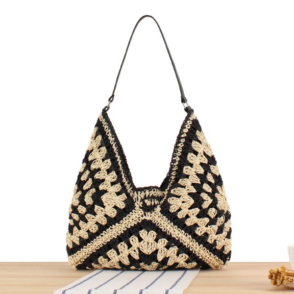 Trendy Large Capacity Woven Bag - Versatile Fashionable Paper Rope Shoulder Bag for Vacations and Commutes