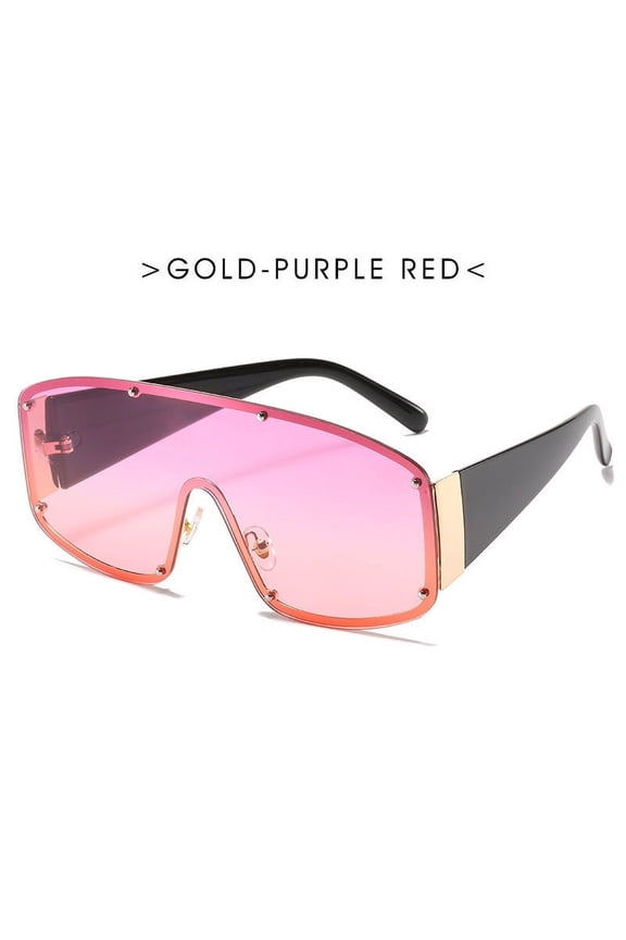 Men's Trendy Sunglasses Large Frame Metal Sun Glasses One Piece Design with PC Lens Fashion Eyewear 80 Percent Visible